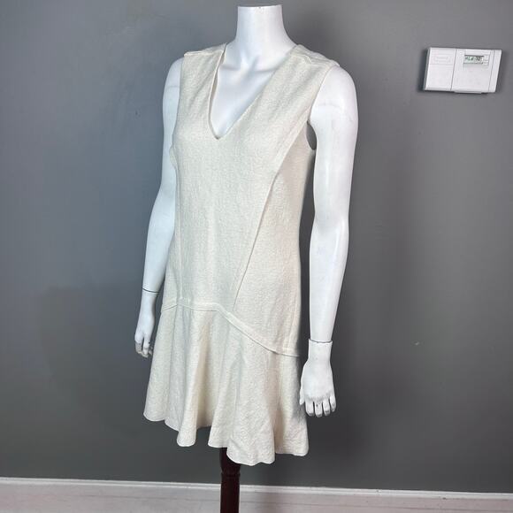Ann Taylor dress size 4 felt boucle wool cream drop waist school girl minimalist - Picture 7 of 13